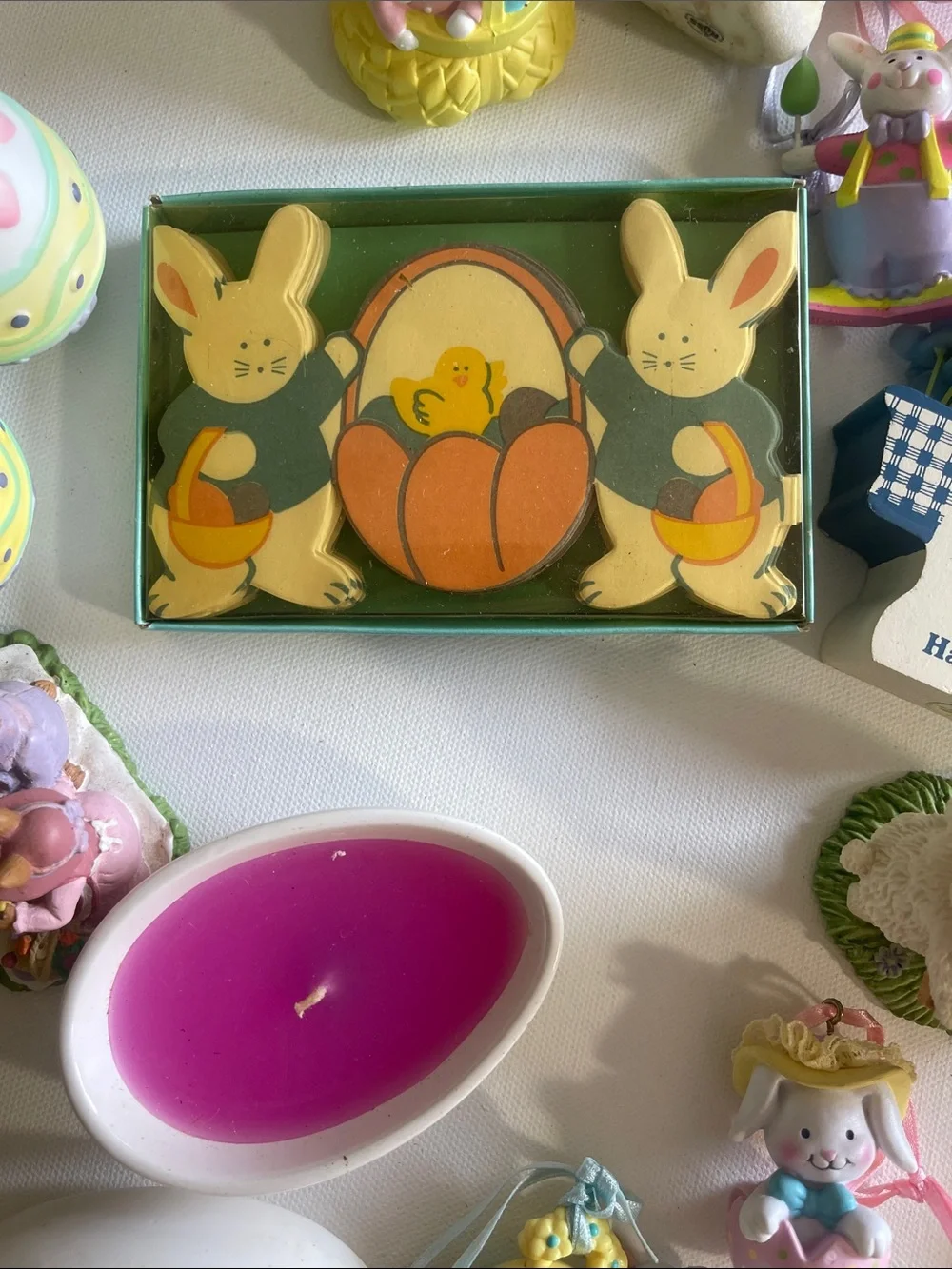 Vintage Easter Decor over 50 pieces bunnies, eggs, ornaments, pastel colors